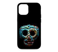 Custodia per iPhone 12/12 Pro Quetzalcoatl Maschera Azteca Mosaico Turchese