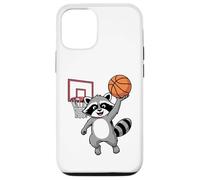 Custodia per iPhone 12/12 Pro Raccoon Playing Sports Wild Animal Raccoon Basketball