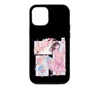 Custodia per iPhone 12/12 Pro Ragazza anime, Comic Core in stile manga, Vento divino, Kanji Shodo