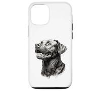 Custodia per iPhone 12/12 Pro Realistico Black Labrador Dog Sketch Art