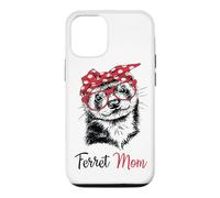 Custodia per iPhone 12/12 Pro Red Glasses Bandana Ink Illustration Happy Mom Ferret Lover