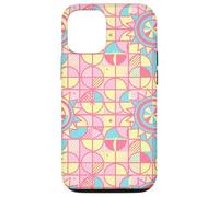 Custodia per iPhone 12/12 Pro Retro Pink and Yellow Geometric Floral Pattern Girly Pastel