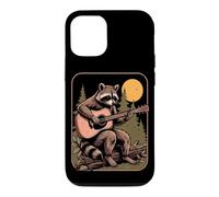 Custodia per iPhone 12/12 Pro Retro Raccoon che suona la chitarra acustica