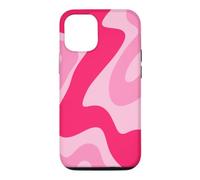 Custodia per iPhone 12/12 Pro Retro rosa acceso vortice astratto estetica Groovy anni '70 Boho Y2K