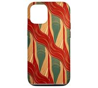 Custodia per iPhone 12/12 Pro Rosso Oro Verde Astratto Island Pattern Geometrico Onda Design