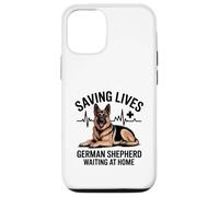 Custodia per iPhone 12/12 Pro Salvare vite Pastore Tedesco Aspettando A Casa