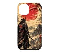 Custodia per iPhone 12/12 Pro Samurai all'alba sotto il sole cremisi