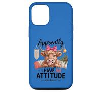Custodia per iPhone 12/12 Pro Sassy Highland Cow "Apparentemente ho un atteggiamento" divertente