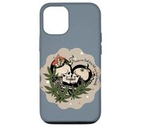 Custodia per iPhone 12/12 Pro Scheletro bacio romantico gotico teschio fungo botanico
