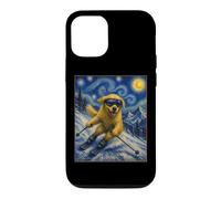 Custodia per iPhone 12/12 Pro Sci Golden Retriever Art Sciatore Cane su Ski Hill