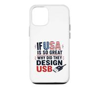 Custodia per iPhone 12/12 Pro Se gli Stati Uniti sono così grandi perché USB Retro Humor Coder Tech America
