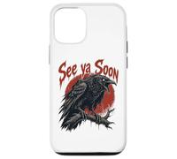 Custodia per iPhone 12/12 Pro See Ya Soon Raven Crow Red Moon Halloween Horror