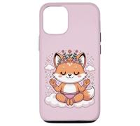 Custodia per iPhone 12/12 Pro Simpatica volpe da yoga, motivo: Lotus Pose, motivo mandala per la consapevolezza