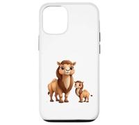 Custodia per iPhone 12/12 Pro Simpatico design a forma di cammello con mamma e bambino