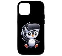 Custodia per iPhone 12/12 Pro Simpatico pinguino VR Gamer stile fumetto