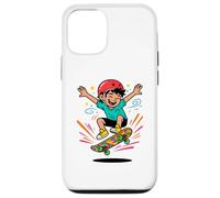 Custodia per iPhone 12/12 Pro Skateboard Kid Cartoon Ollie Fun Pattinaggio