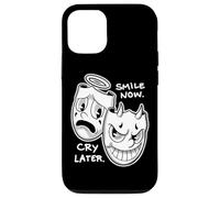 Custodia per iPhone 12/12 Pro Smile Now Cry Later Angelo Diavolo Felice Triste Vintage Cartone animato