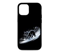 Custodia per iPhone 12/12 Pro Snowboard Cat Kitty on Snowboard Inverno Snow Blue Cat