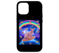 Custodia per iPhone 12/12 Pro Sphynx Cat Riding Pizza In Space Galaxy Taco Doughnut Cats