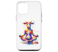 Custodia per iPhone 12/12 Pro Splash Art Cow Meditating Yoga Workout Meditation Meditate