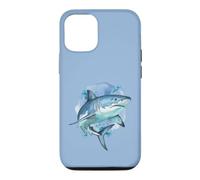 Custodia per iPhone 12/12 Pro Squalo feroce nei toni del blu