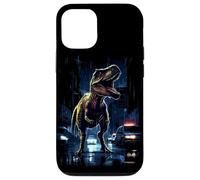 Custodia per iPhone 12/12 Pro T-Rex Dinosaur Roaring City at Night Graphic Design Japanese
