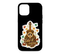 Custodia per iPhone 12/12 Pro Take it Easy Chitarra Segno di pace Hippie Chitarrista Musicista