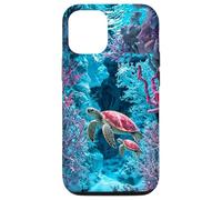 Custodia per iPhone 12/12 Pro Tartaruga marina barriera corallina amante dell'oceano Fauna marina
