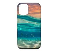 Custodia per iPhone 12/12 Pro Teal Ocean Tramonto Accessori per telefono Tropical Water Art