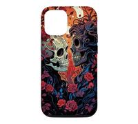 Custodia per iPhone 12/12 Pro Teschi colorati coppia innamorata con rose arte