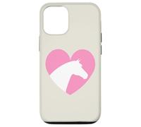 Custodia per iPhone 12/12 Pro Testa di cavallo con cuore rosa, per equitazione e cowgirl, estetica occidentale