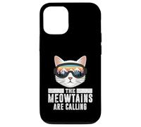 Custodia per iPhone 12/12 Pro The Meowtains Are Calling Funny Cat Ski Uomini Donne Inverno