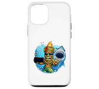 Custodia per iPhone 12/12 Pro Tiki Man Shark Selfie - Isola divertente Ocean Vibes Tropical