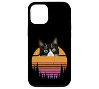 Custodia per iPhone 12/12 Pro Tuxedo Cat Retro 70s Sunset Vintage Cat Lover
