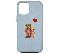 Custodia per iPhone 12/12 Pro Valentine Vintage Cute Teddy Bear Denim Nostalgico Minimal