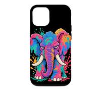 Custodia per iPhone 12/12 Pro Vernice colorata Splash Elephant Vibrant Wildlife Pop Art