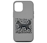 Custodia per iPhone 12/12 Pro Vintage Cottagecore Folk Art Fox Linocut dall'aspetto fresco
