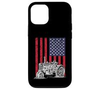 Custodia per iPhone 12/12 Pro Vintage Farming Tractor American Flag Patriotic
