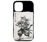 Custodia per iPhone 12/12 Pro Vintage Samurai Cat Japanese Sumi-e Ink Feline Arti Marziali