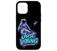 Custodia per iPhone 12/12 Pro Viola e Teal Astronaut Just Vibing Graphic per gli uomini