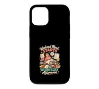 Custodia per iPhone 12/12 Pro Weekend Inizia Mercoledi Design Divertente Gatto