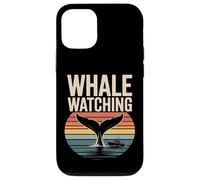 Custodia per iPhone 12/12 Pro Whale Watching Retro Oceano Tramonto Barca Scena