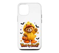 Custodia per iPhone 12/12 Pro What The Duck Halloween Teddy Bear Wearing Yeallow Duck