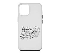 Custodia per iPhone 12/12 Pro When Words Leave Off Music Begins Microfono vintage