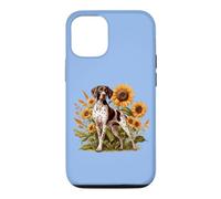 Custodia per iPhone 12/12 Pro Womens Girls Flowers Hunting Dog German Shorthaired Pointer