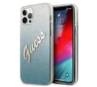 Custodia per iPhone 12 Guess Glitter Gradient Script Blue