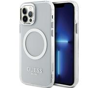 Custodia per iPhone 12 Guess Metal Outline MagSafe Argento