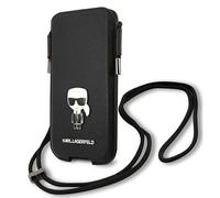 Custodia per iPhone 12 Karl Lagerfeld Saffiano Ikonik nera