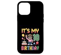 Custodia per iPhone 12 mini 10 ° compleanno ragazzo retrò videogioco 10 anni Pixel Art
