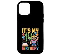 Custodia per iPhone 12 mini 14 ° compleanno ragazzo retrò videogioco 14 anni Pixel Art